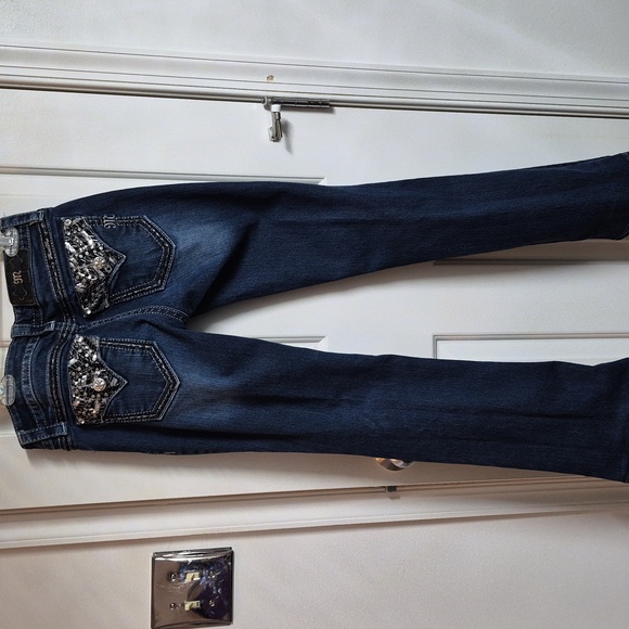 Miss Me Dark Blue Jeans with Black & Silver Accents - Picture 2 of 8